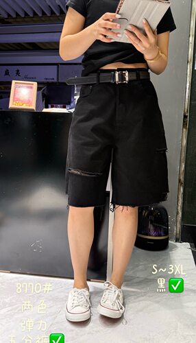 五丫2026新款高品质牛仔短裤女夏季新款宽松休闲中裤8770