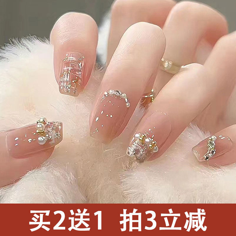 穿戴甲2023年新款短款甲片秋冬款高级感美甲指甲贴片套装全套