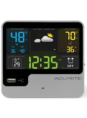 美国AcuRite 01129M无线气象站天气预报器室内外湿度温度计闹钟