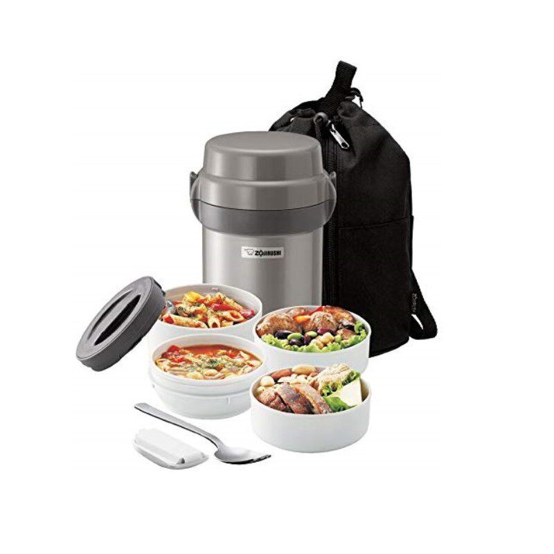ZOJIRUSHI象印4层大容量不锈钢真空保温饭盒保温桶 午餐罐便当盒
