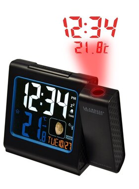 LA CROSSE Technology wt551带月相贪睡闹钟时钟投影室内温度计