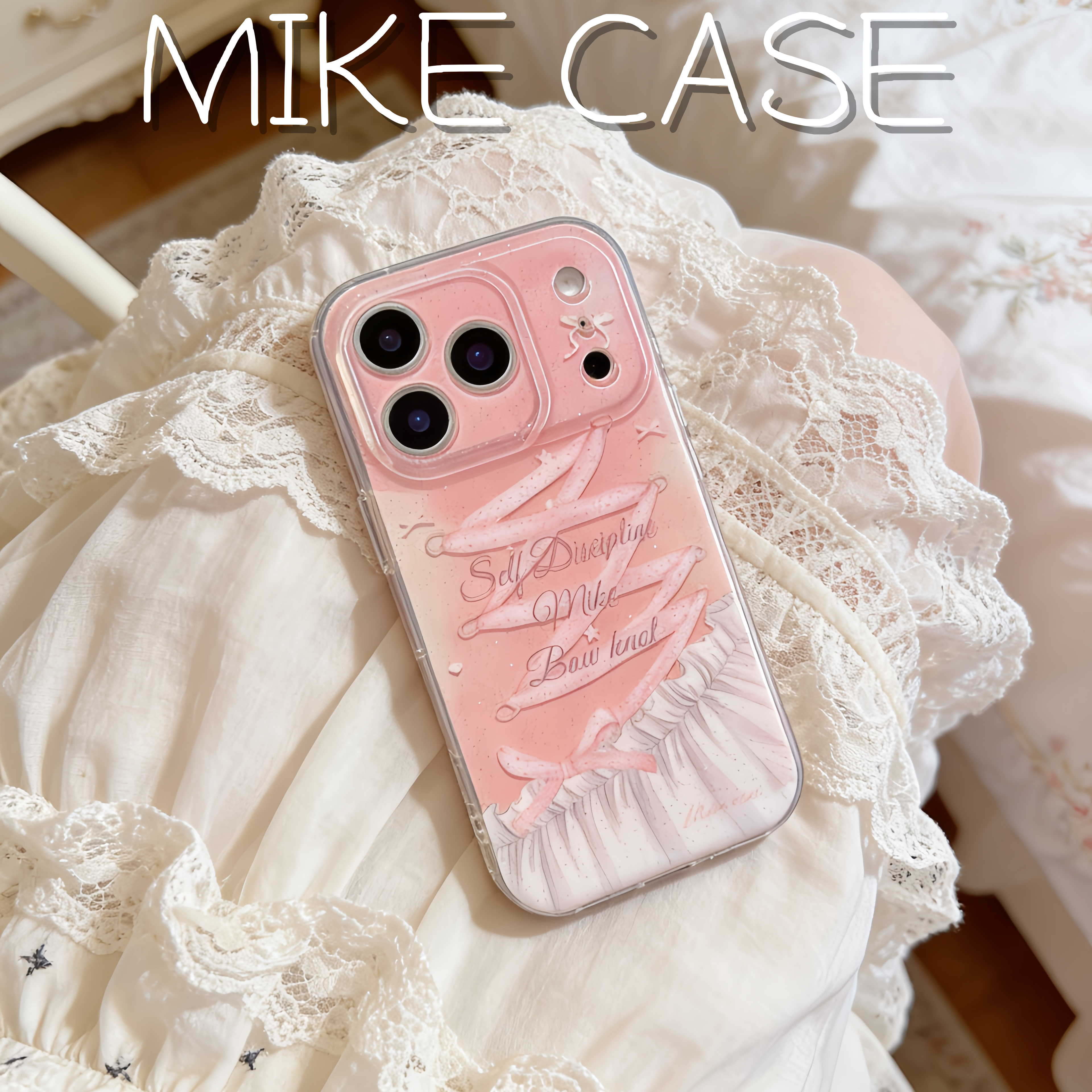 裙摆粉色渲染蝴蝶结同款适用16苹果17ProMax手机壳iPhone15双层IMD14Pro/13pro壳17软边防摔