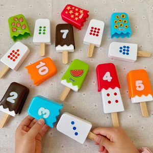 初彩早教玩具数字雪糕棒冰棍配对游戏儿童颜色启蒙认知幼儿园早教益智开发玩具