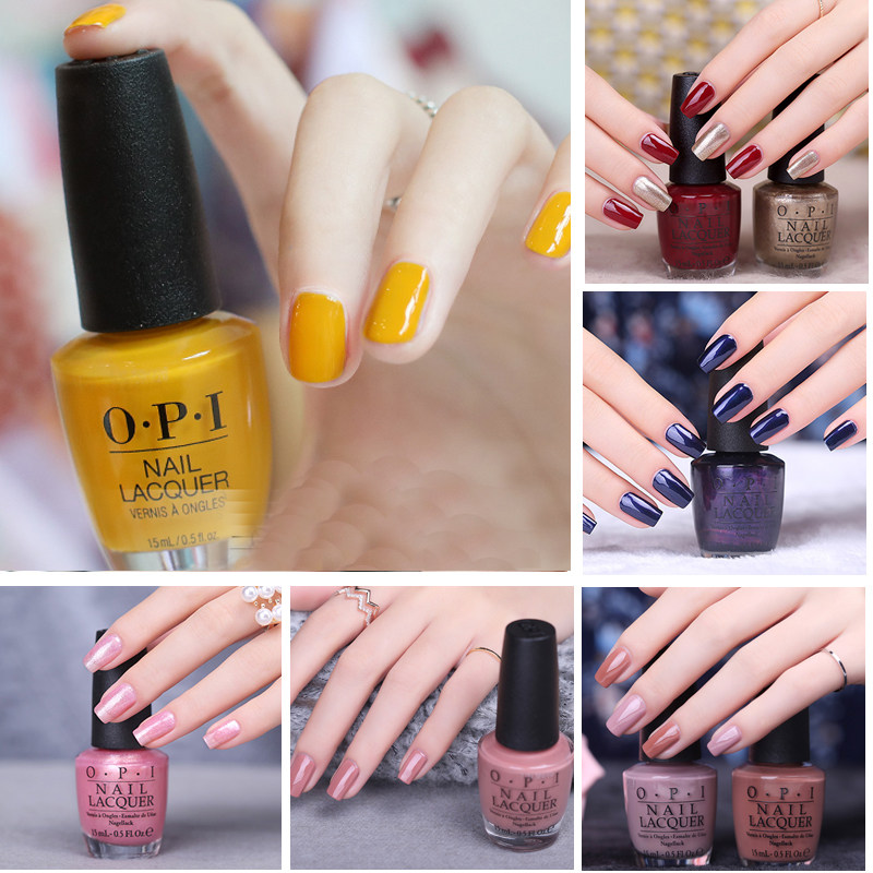 春夏OPI指甲油裸色咖色透粉乳白浅咖玫瑰金珠光蓝显白柠檬黄L23脚