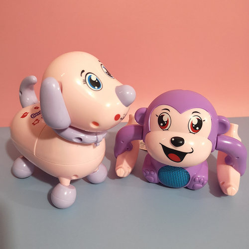 电动玩具牵绳小狗翻斗猴