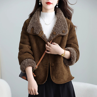 大衣加厚羊剪绒皮毛一体短款 爆款 棉服 新款 两面穿羊羔毛外套女冬季
