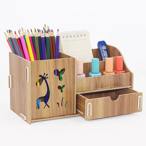 Деревянный держатель для ручек, канцтовары, универсальная модная коробка для хранения, милая мультяшная детская ручка