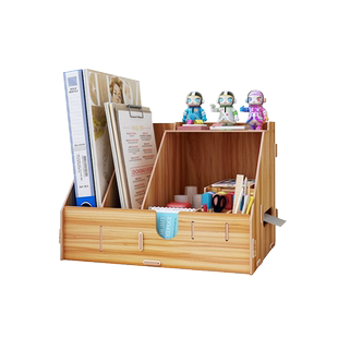 桌面a4文件收纳架立式办公桌文具用品带笔筒抽纸盒多层分格置物架