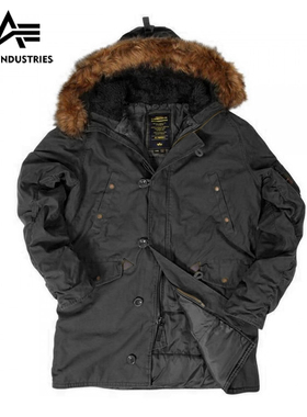 正品美国Alpha INDUSTRIES男修身棉大衣n3b保暖棉服军迷防寒外套