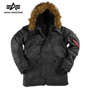 正品Alpha Industries男美式n3b大衣尼龙外套军迷防寒保暖棉服