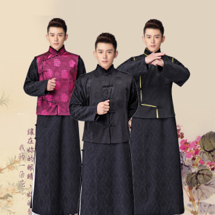 清朝古装男民国地主老爷少爷长衫马褂百姓掌柜管家商人演出服戏服