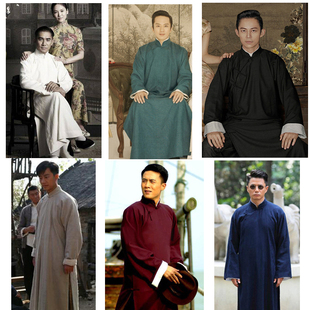 清朝男装平民长袍马褂相声服大褂民国百姓上海滩许文强演出服长衫