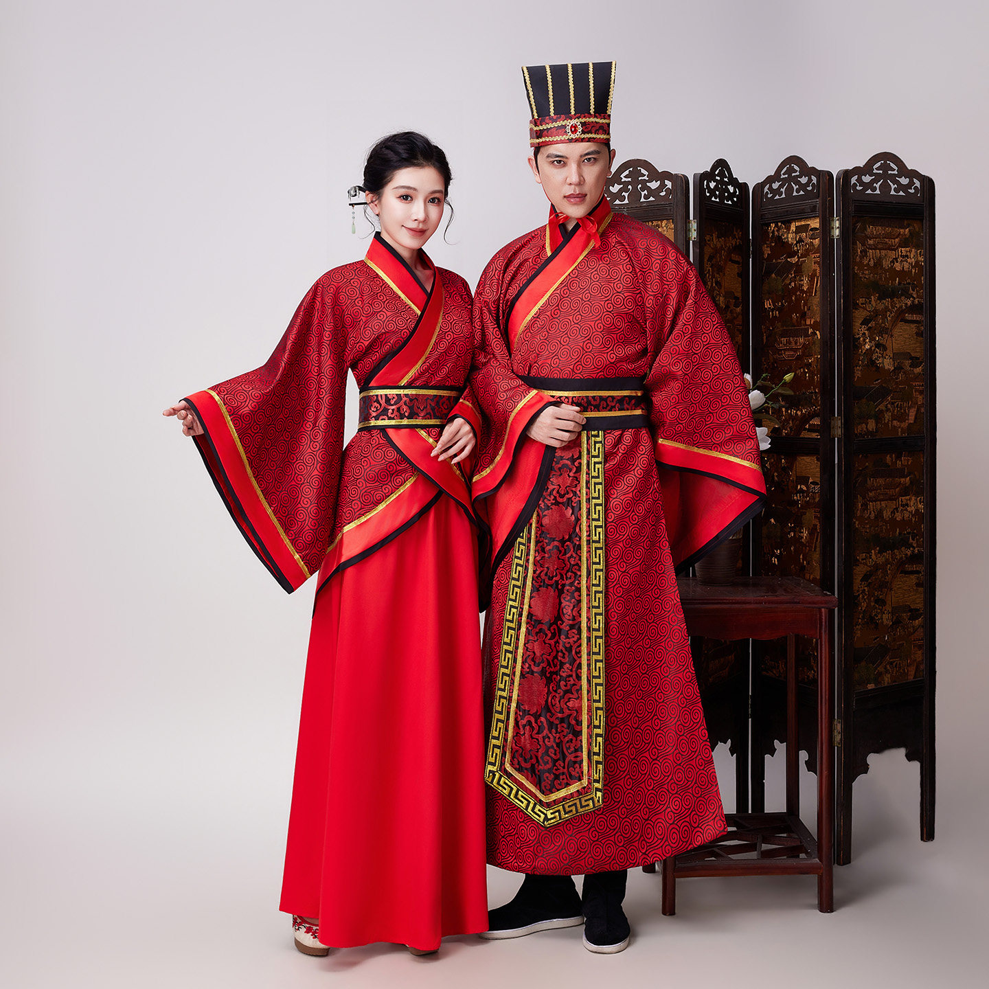 古装汉服男女情侣摄影古风汉唐婚服三国汉朝秦朝周制演出服装戏服