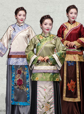 清朝古装汉服女夫人百姓民国风秀禾服少奶奶中式伴娘喜娘演出服装