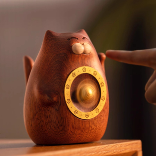 《转运神喵》实木工位桌面摆件招财好运乔迁生日毕业礼物创意解压