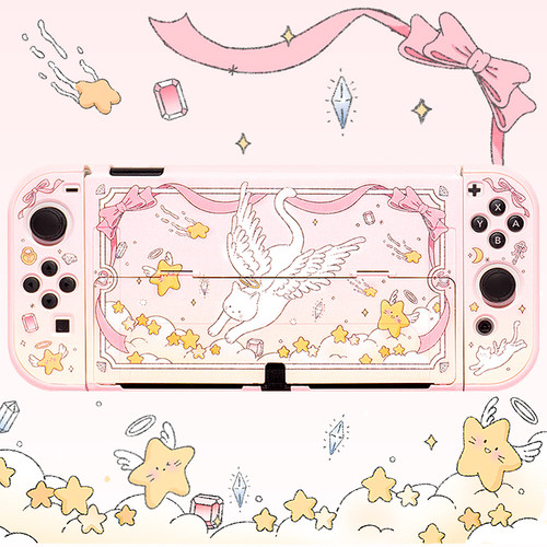 原创任天堂switch2保护套天使小猫switcholed保护壳NS硬壳硬手柄