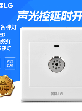 86暗装楼道感应延时白炽灯节能灯二线声光控开关led声控开关面板