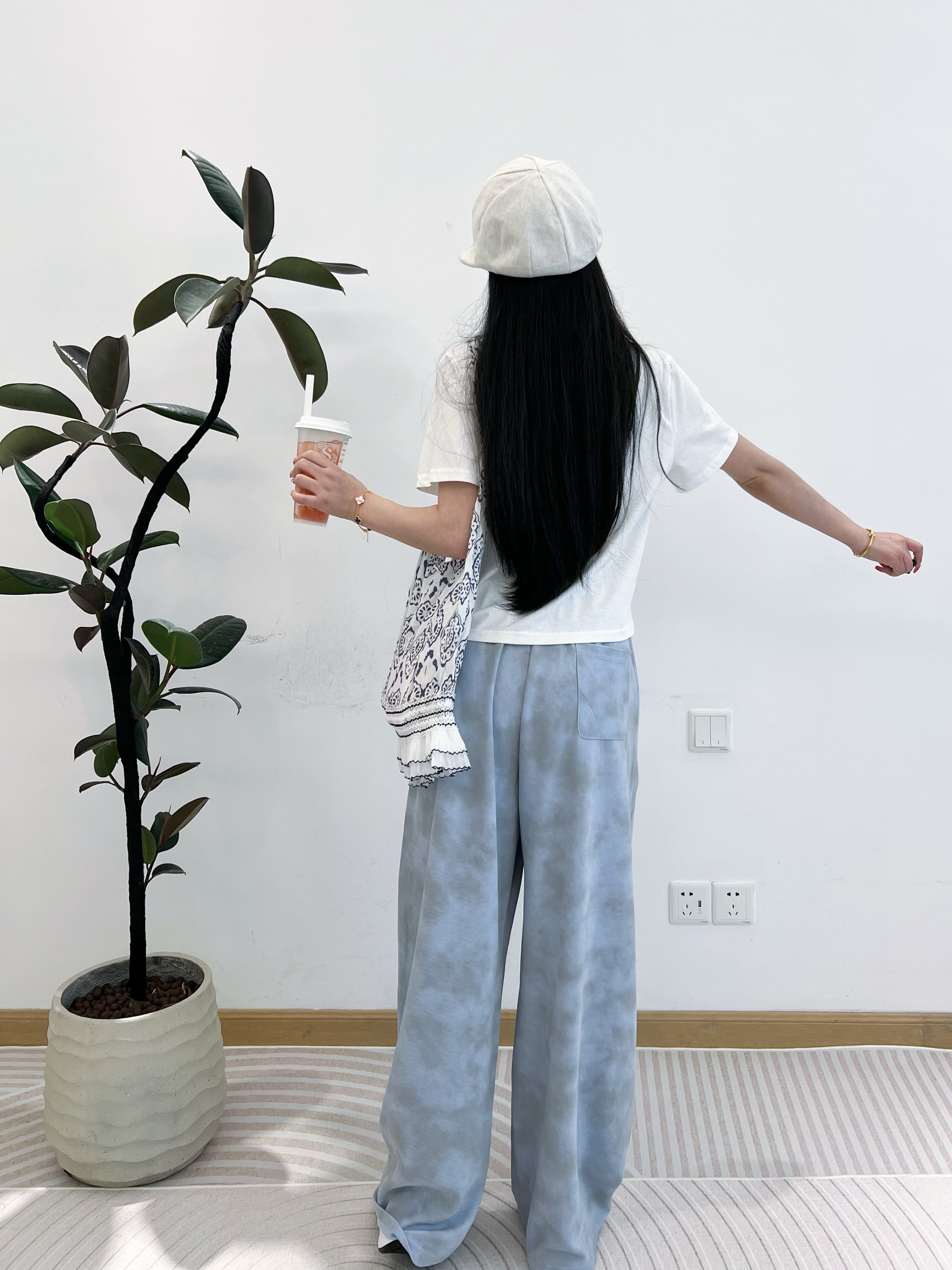 苗与木美式复古扎染抽绳松紧高腰休闲裤2025时尚显腿型炸街多口袋,女装/女士精品,休闲裤,淘宝优惠券,粉丝福利购,淘宝优惠卷