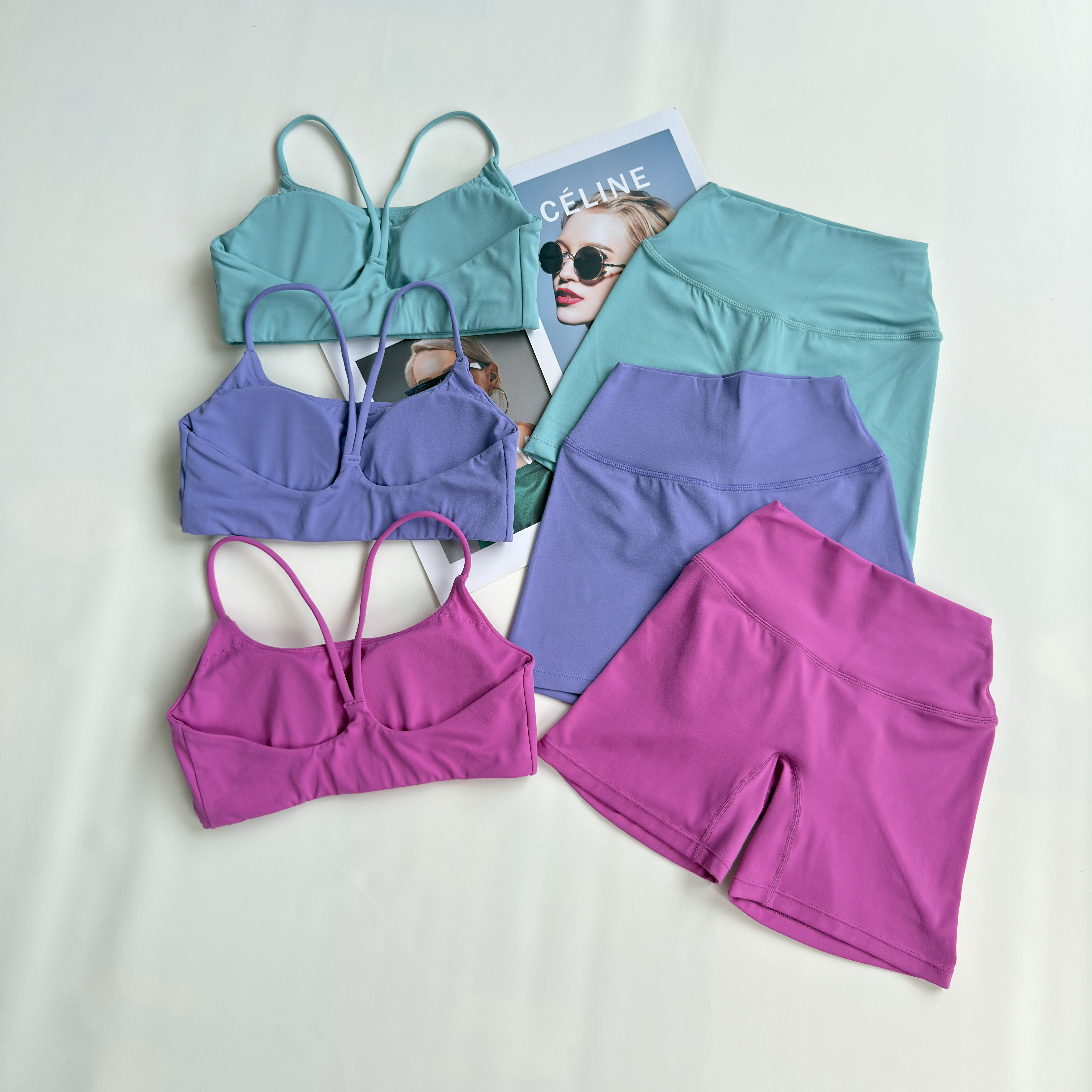 夏季薄款美背瑜伽服短裤运动套装