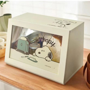 日式实木卡通桌面餐边柜面包零食收纳柜调味料杯子储物柜史努比系