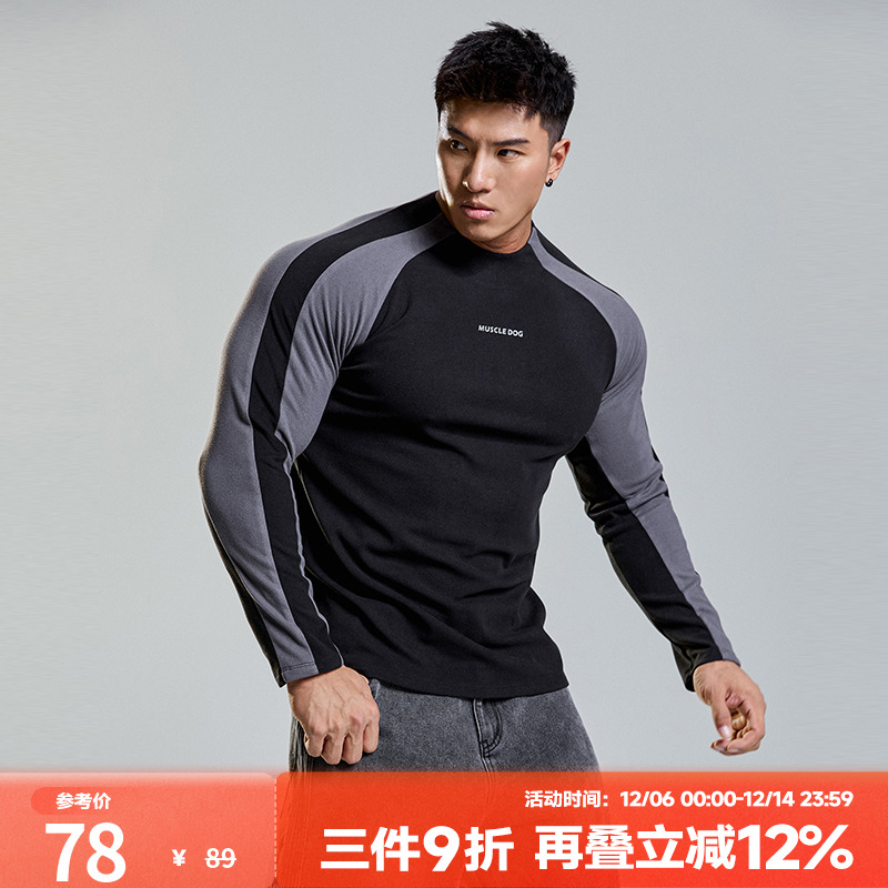 肌肉狗绒感保暖潮牌新品长袖T恤