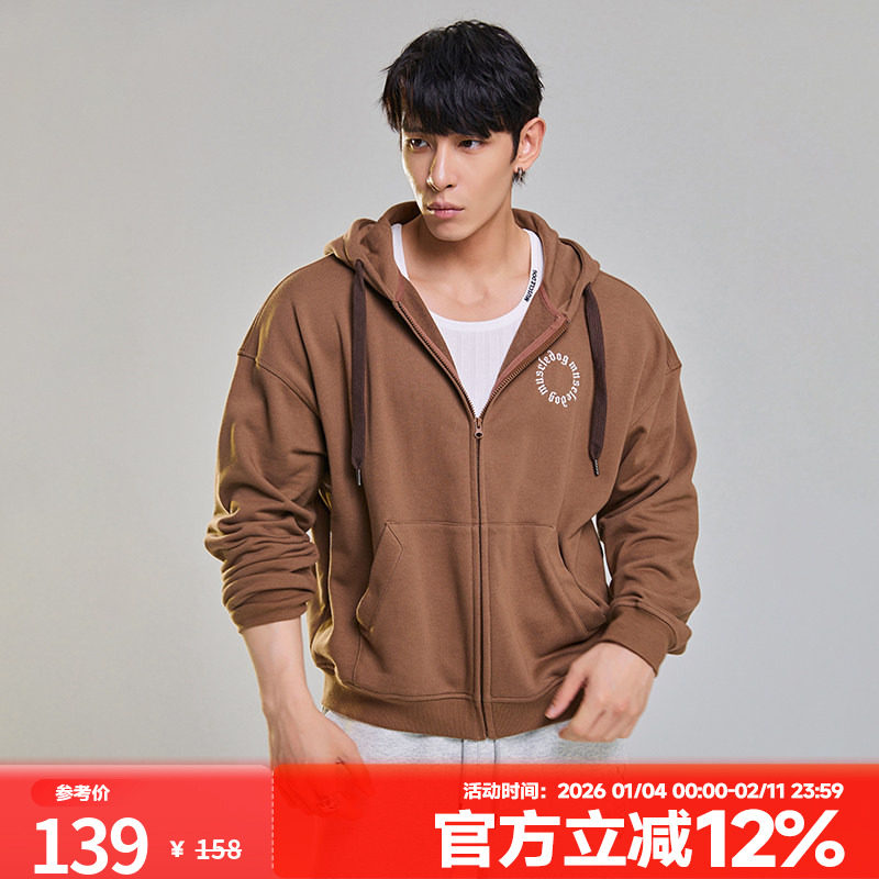 肌肉狗 运动连帽开衫卫衣男冬季新品时尚宽松套头衫健身训练外套