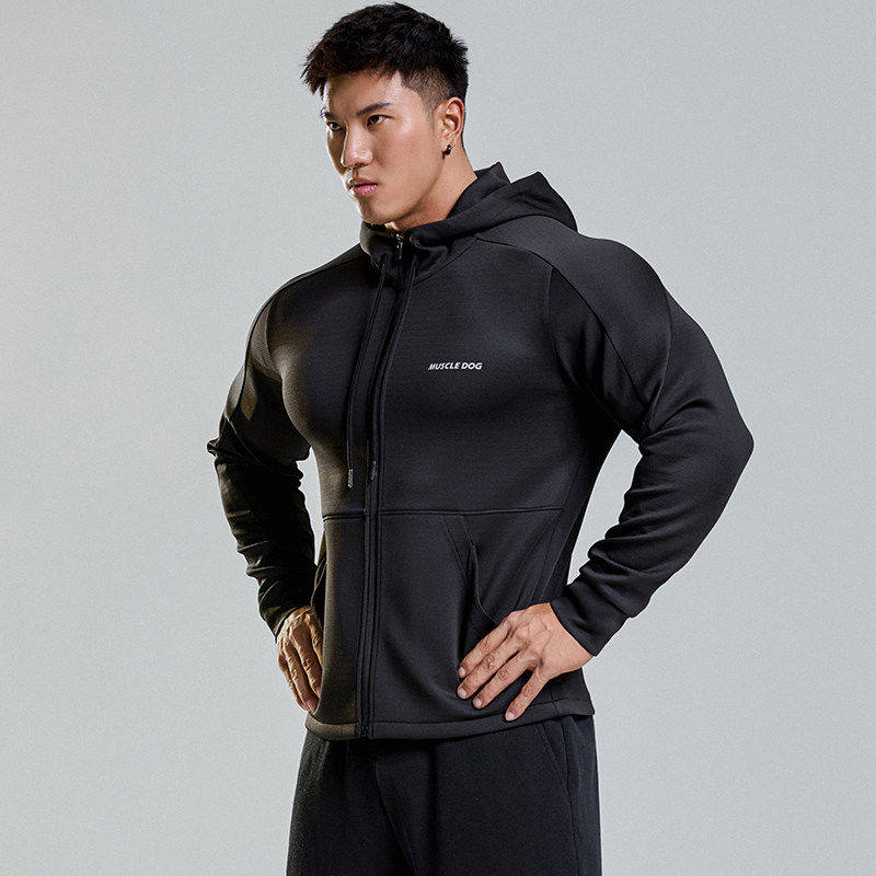 MUSCLEDOG肌肉狗 连帽运动外套男秋冬新款修身健身训练夹克外套