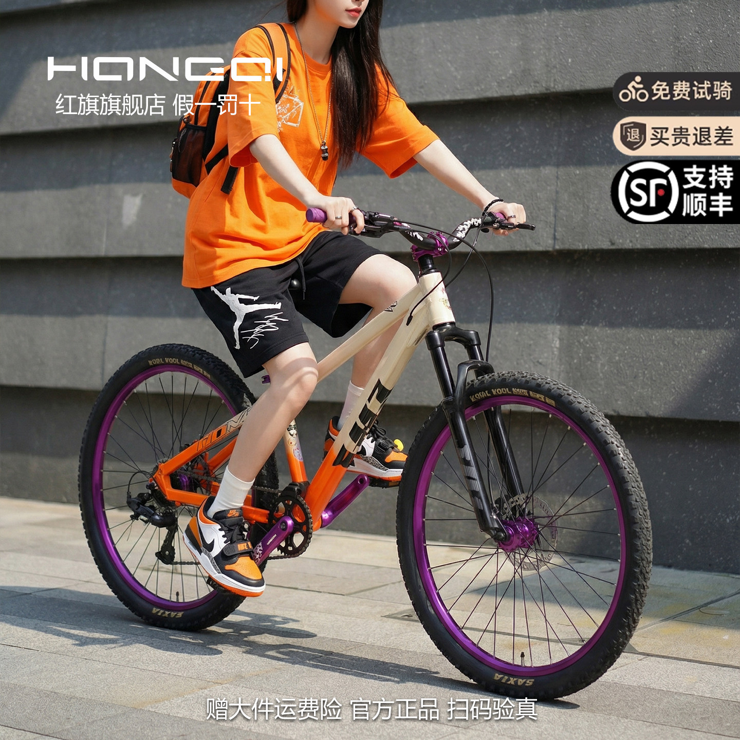 红旗官方旗舰店土坡山地自行车