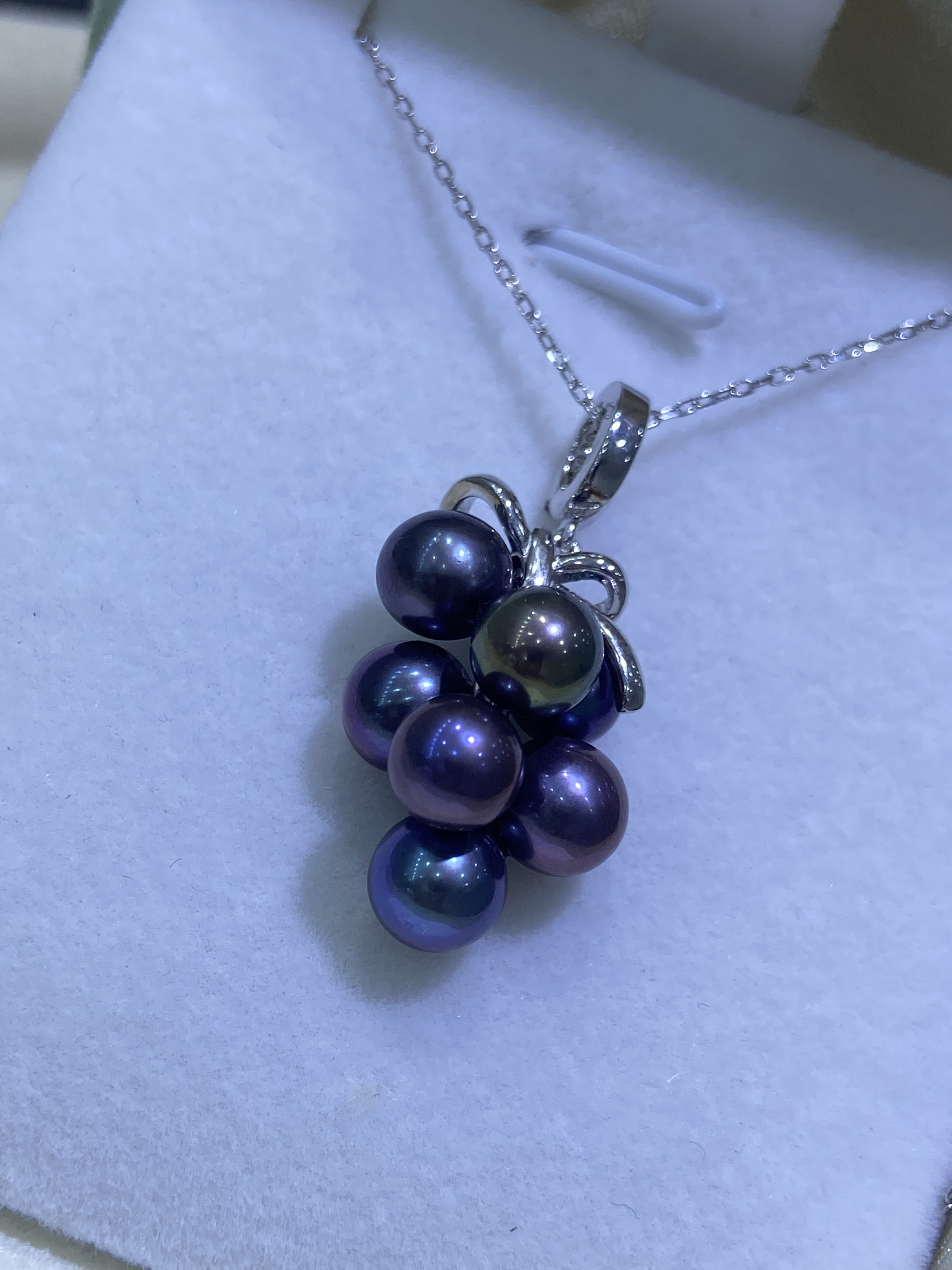 葡萄吊坠S925项链吊坠天然珍珠5-6mm正圆无暇强光万能扣