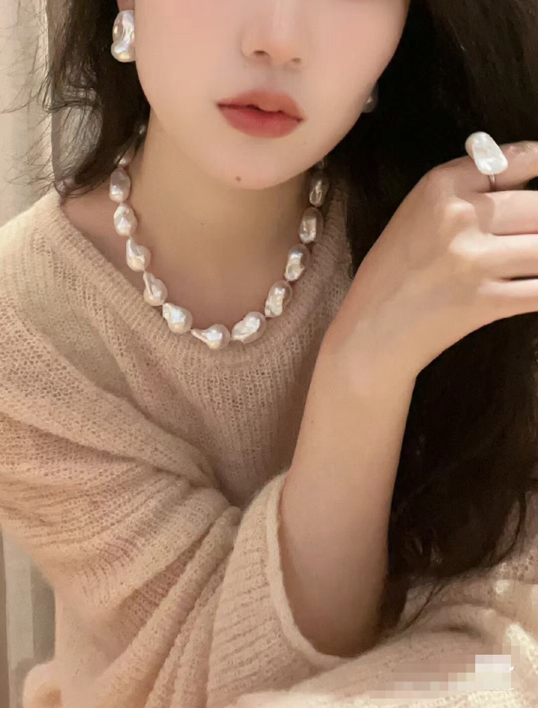 天然珍珠大巴洛克项链欧美风