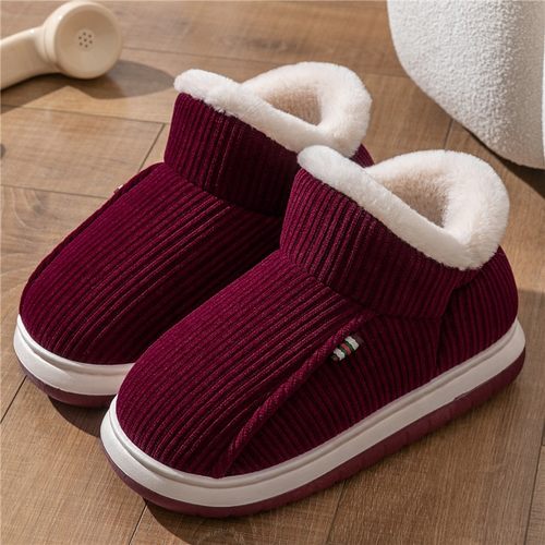 冬季女款加绒加厚包跟棉拖鞋防滑厚底中老年人居家外穿男保暖棉鞋
