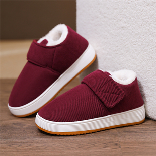 冬季灯芯绒加绒加厚保暖棉鞋男女款防滑厚底居家外穿全包跟棉拖鞋