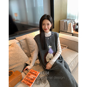 毛衣裙 宽松甜美背心裙小个子少女感无袖 AMUM孕妇装 初冬糖糕