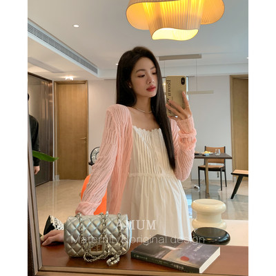 ◆AMUM孕妇装◆清冷缪斯~两色镂空针织开衫春夏显瘦防晒长袖上衣