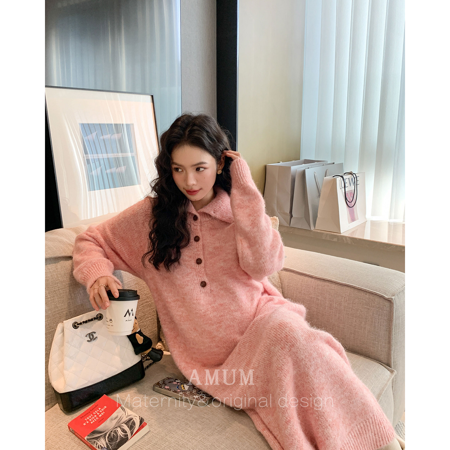 ◆AMUM孕妇装◆初代极简~慵懒多扣翻领宽松甜美糯糯针织连衣裙,孕妇装/孕产妇用品/营养,连衣裙,淘宝优惠券,粉丝福利购,淘宝优惠卷