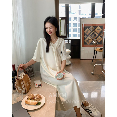 ◆AMUM孕妇装◆肯豆卫衣~两色休闲T恤连衣裙遮肚子宽松显瘦带披肩