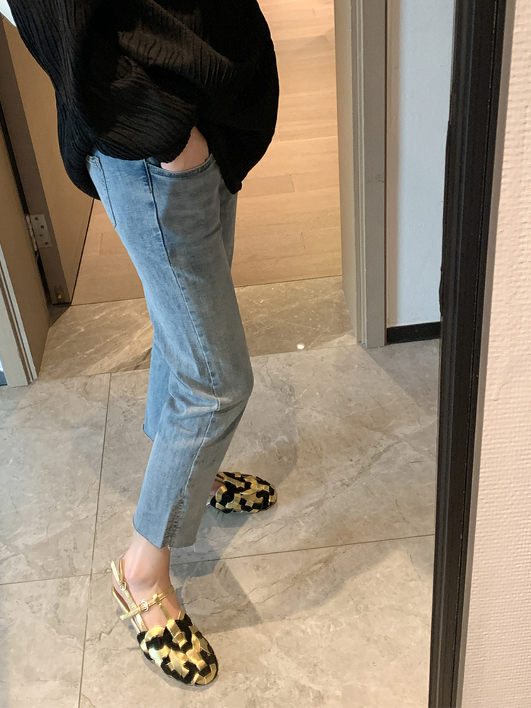 孕妇装蓝色牛仔九分裤