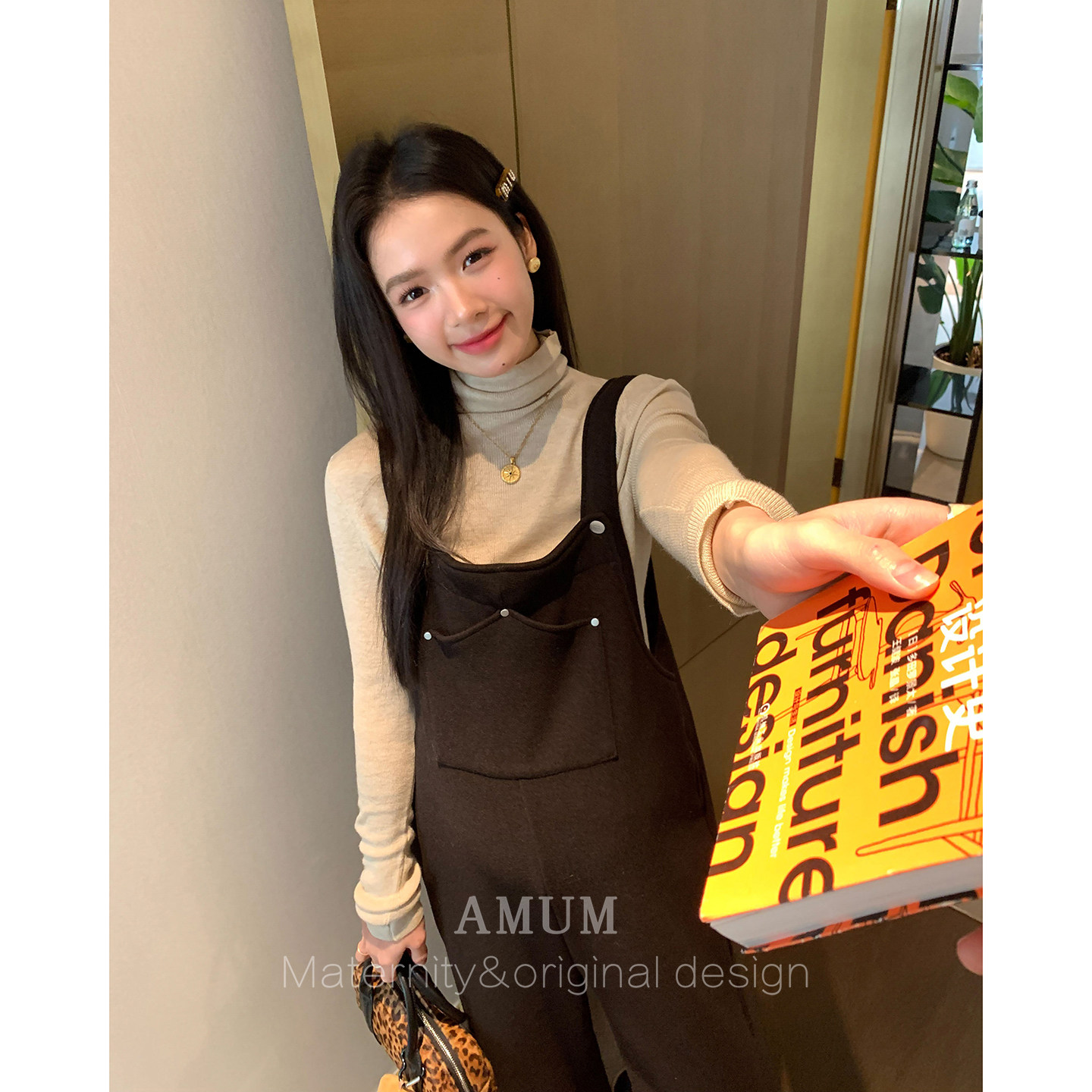 ◆AMUM孕妇装◆一种感觉~秋冬宽松工装裤休闲百搭加绒阔腿背带裤