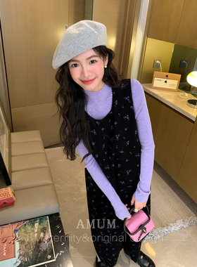 ◆AMUM孕妇装◆温柔停留~森系碎花裙复古韩系气质减龄叠穿背心裙