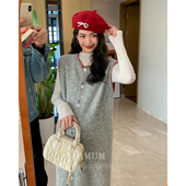 秋冬减龄彩虹扣背心裙叠穿针织连衣裙 秋冬开场白 AMUM孕妇装