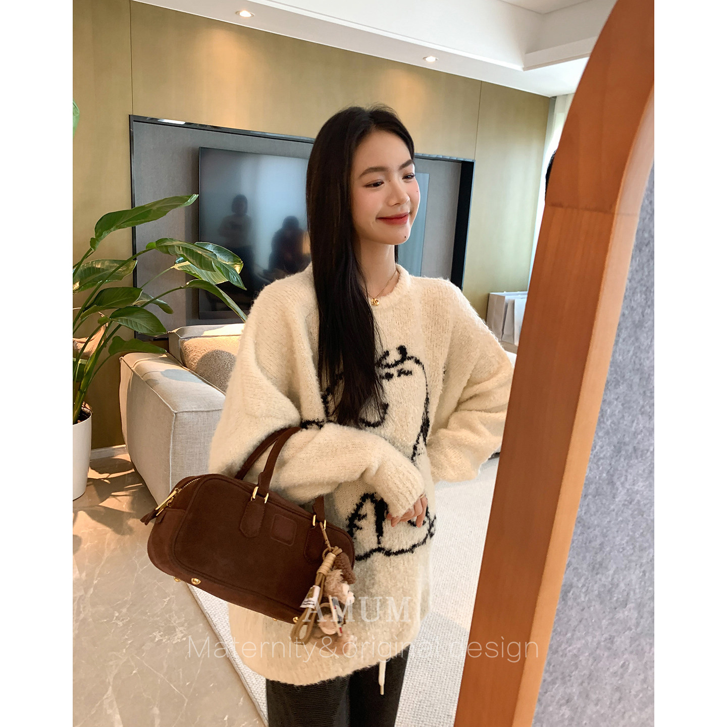 ◆AMUM孕妇装◆圈住暖意~圆领圈圈纱慵懒软糯减龄宽松针织上衣,孕妇装/孕产妇用品/营养,毛衣,淘宝优惠券,粉丝福利购,淘宝优惠卷