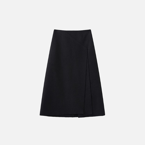 衣播半身裙2026春款BDT1BD2138新款黑色垂感裙子开叉半裙等待慢时