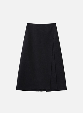 播半身裙2026春款BDT1BD2138新款黑色垂感裙子开叉半裙等待慢时