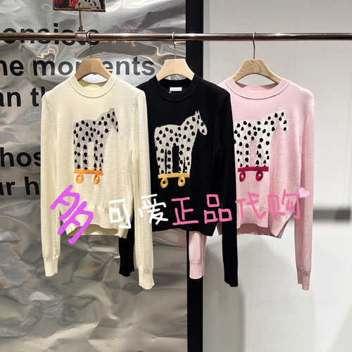 播针织衫2026春BDT1SD2837新款提花毛衣圆领套头衫时针背面的呼吸