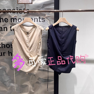 播衬衫2026夏季BDT2HD1559新款简约文艺圆领背心上衣无袖衬衣空阶