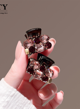 高级感日韩百搭2025新款粉紫色镶钻抓夹侧边夹气质时尚刘海夹发饰