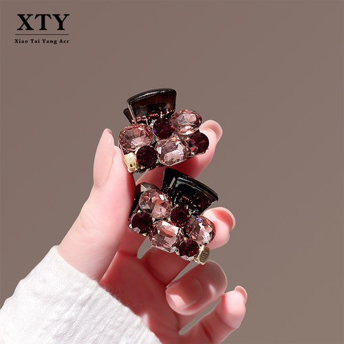 高级感日韩百搭2025新款粉紫色镶钻抓夹侧边夹气质时尚刘海夹发饰