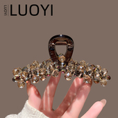 时尚 2025新款 韩式 水晶抓夹女气质后脑勺全盘发鲨鱼夹头饰