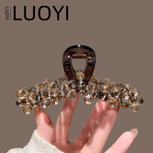 2025新款韩式时尚水晶抓夹女气质后脑勺全盘发鲨鱼夹头饰