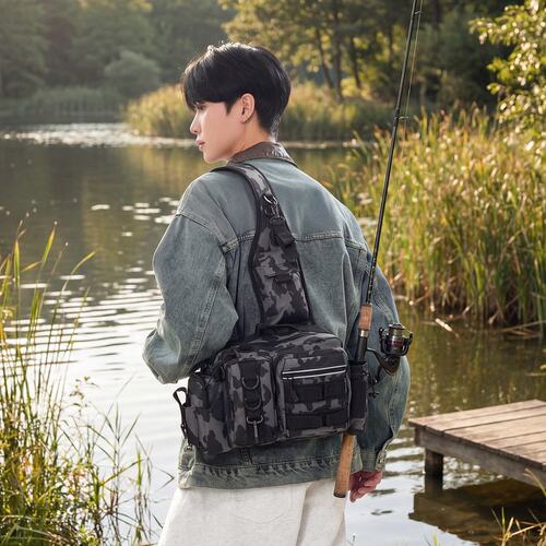 TMOOS 新款户外路亚包多功能腰包鱼竿包大容量垂钓背包战术挎包包